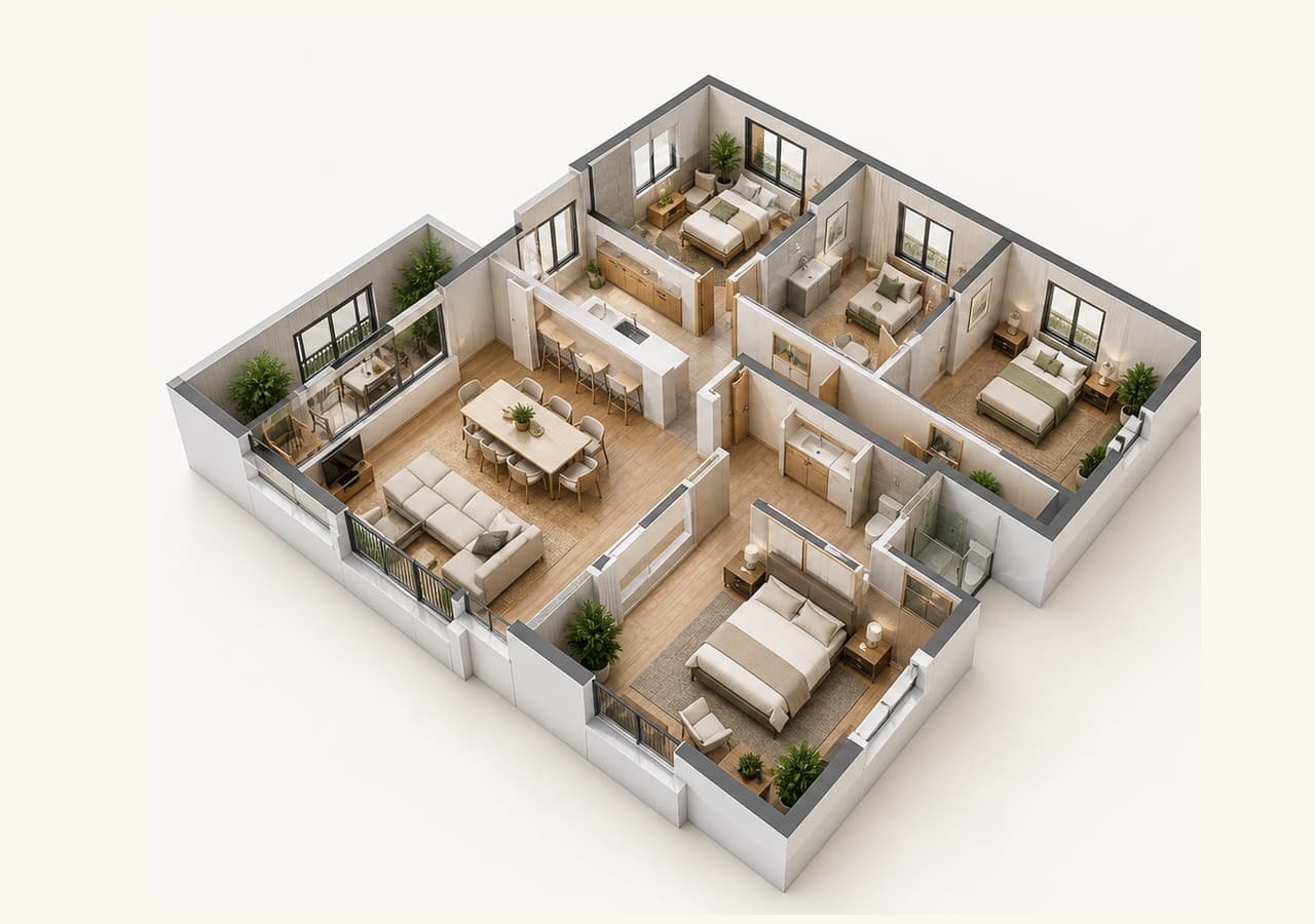 3D floor plan model