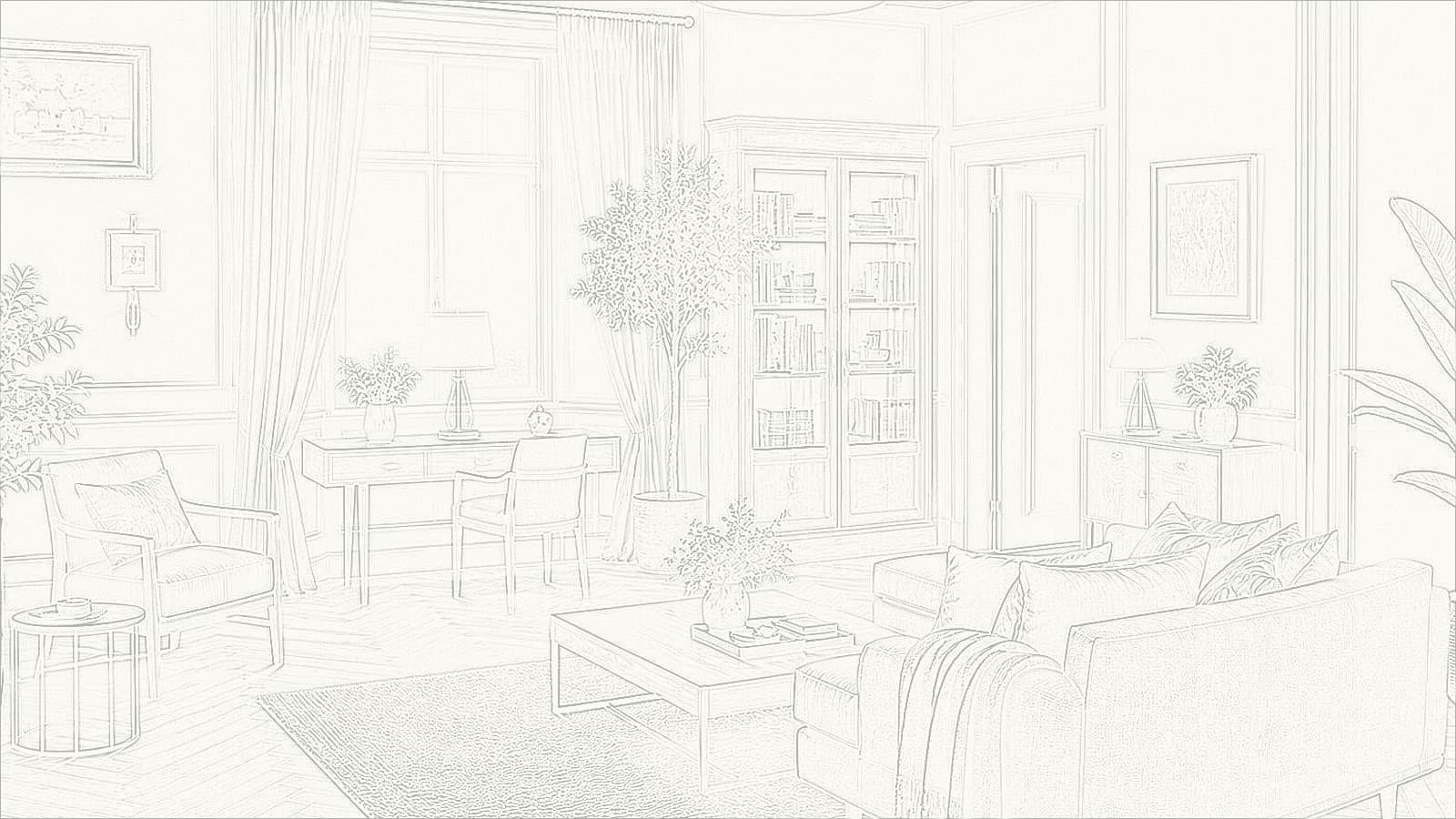 Sketch-style room preview