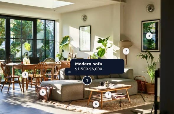 Style Matcher sample with identified items and shopping list