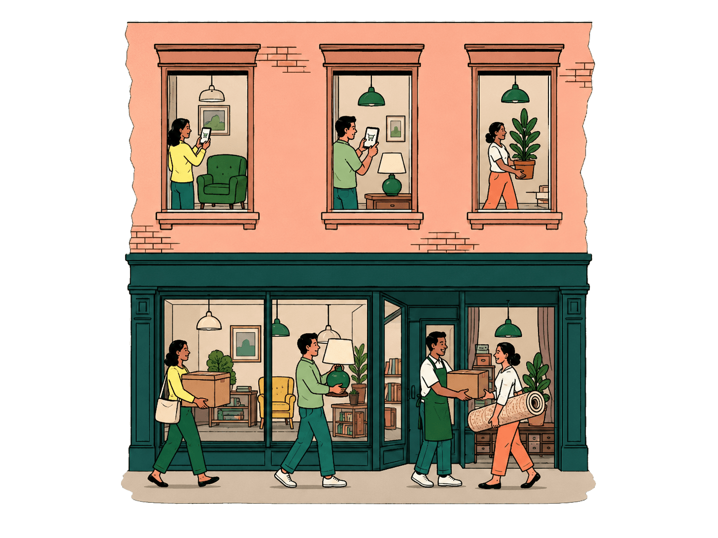 Shoppers seeing products at home and visiting the store to complete a purchase