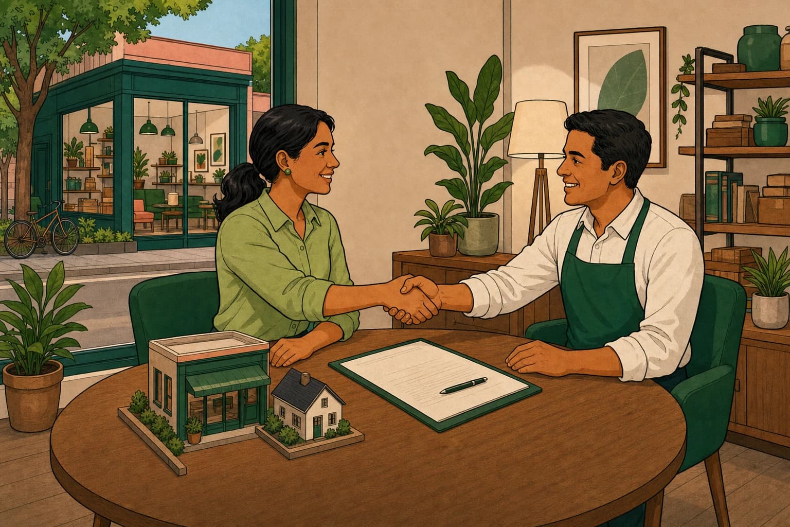 A ShiputzAI representative and store owner agreeing on service terms