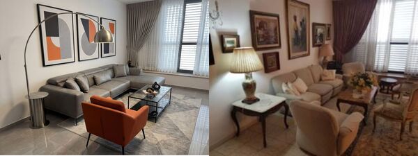 Room before and after a redesign